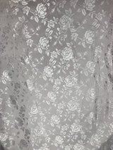 Silver Jacquard Satin Fabric - Silver, Reversible, 58"-60" Width (1 Yard)