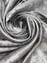 Silver Jacquard Satin Fabric - Silver, Reversible, 58"-60" Width (1 Yard)