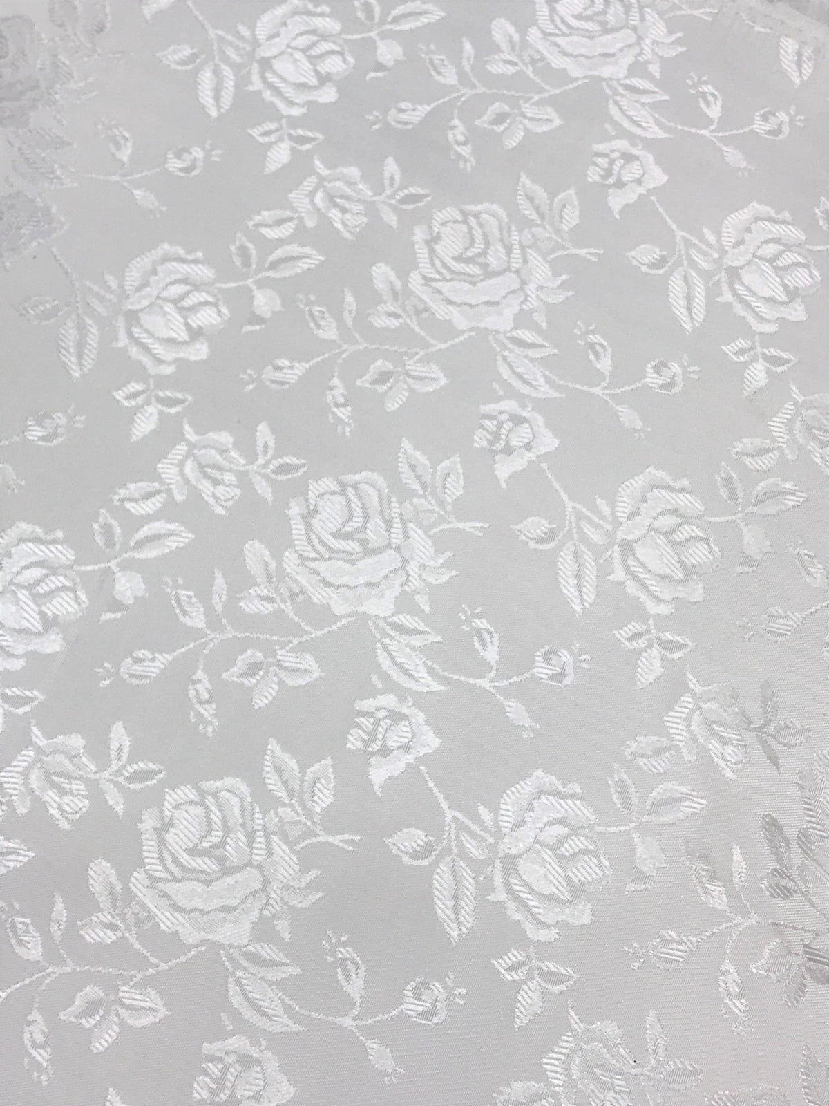 White Jacquard Satin Fabric - White, Reversible, 58"-60" Width (1 Yard)