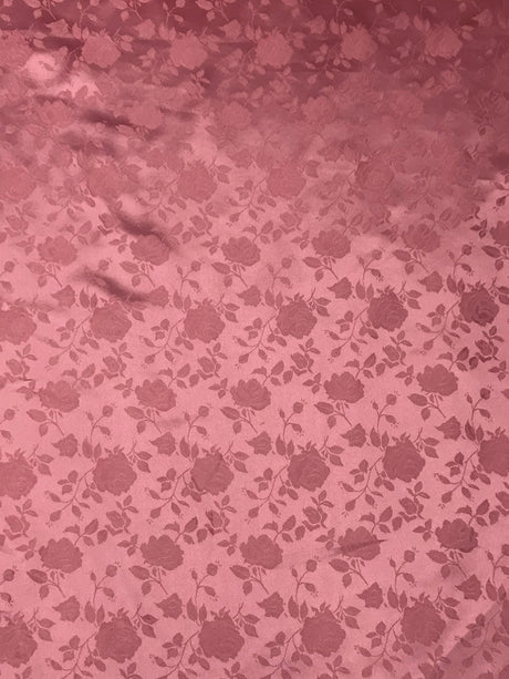 Mauve Jacquard Satin Polyester Fabric - Mauve, Reversible, 58"-60" Width (1 Yard)