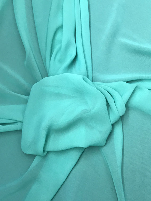 Aqua Chiffon Polyester Fabric - Aqua, Sheer, 59"-60" Width (1 Yard)
