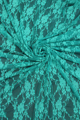 Jade Stretch Lace Nylon Spandex Fabric - Jade Floral Lace, 58/60" Width (1 Yard)