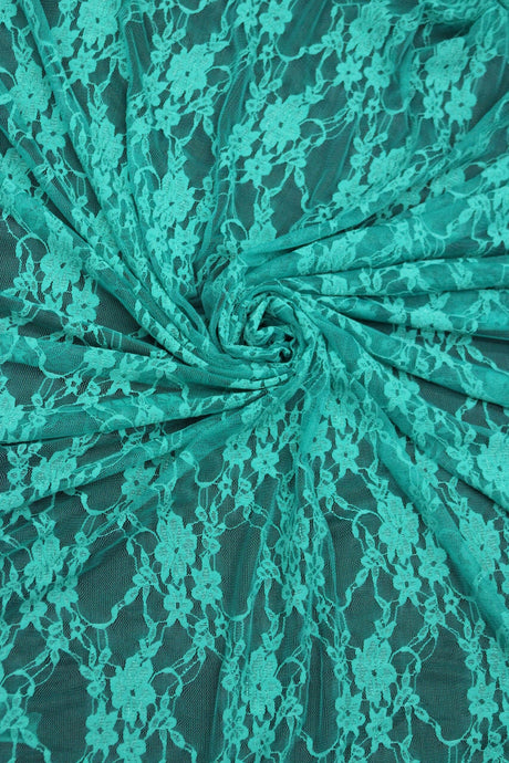 Jade Stretch Lace Nylon Spandex Fabric - Jade Floral Lace, 58/60" Width (1 Yard)