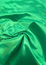 Kelly Green Polyester Bridal Satin Fabric - Kelly Green, Sheen, 58"-60" Width (1 Yard)