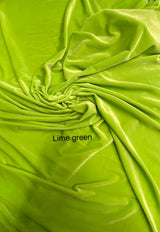 Lime Green Stretch Velvet Fabric - Lime Green, 58"-60" Width (1 Yard)