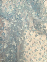 3D Butterflies Light Blue Polyester Mesh Fabric - Light Blue Butterflies, 54" Width (1 Yard)