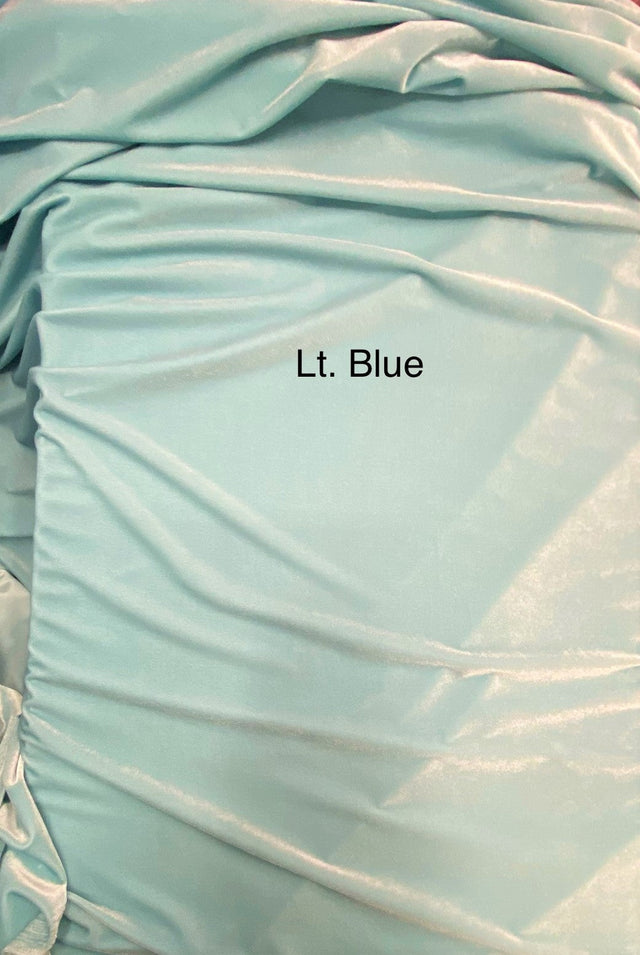 Lt Blue Stretch Velvet Fabric - Light Blue, 58"-60" Width (1 Yard)