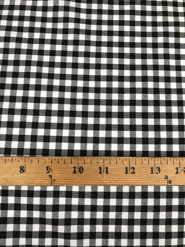 1/4 Black Gingham Checkered Poly Cotton Fabric - Black Gingham, 58/59" Width