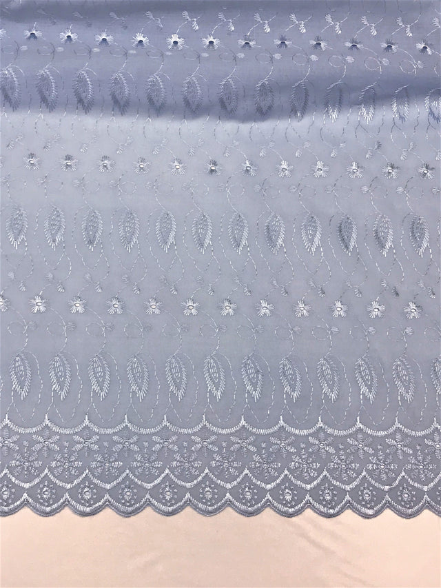 Baby Blue Medium Eyelet Polyester Cotton Fabric - Baby Blue, Solid, 41"- 42" Wide