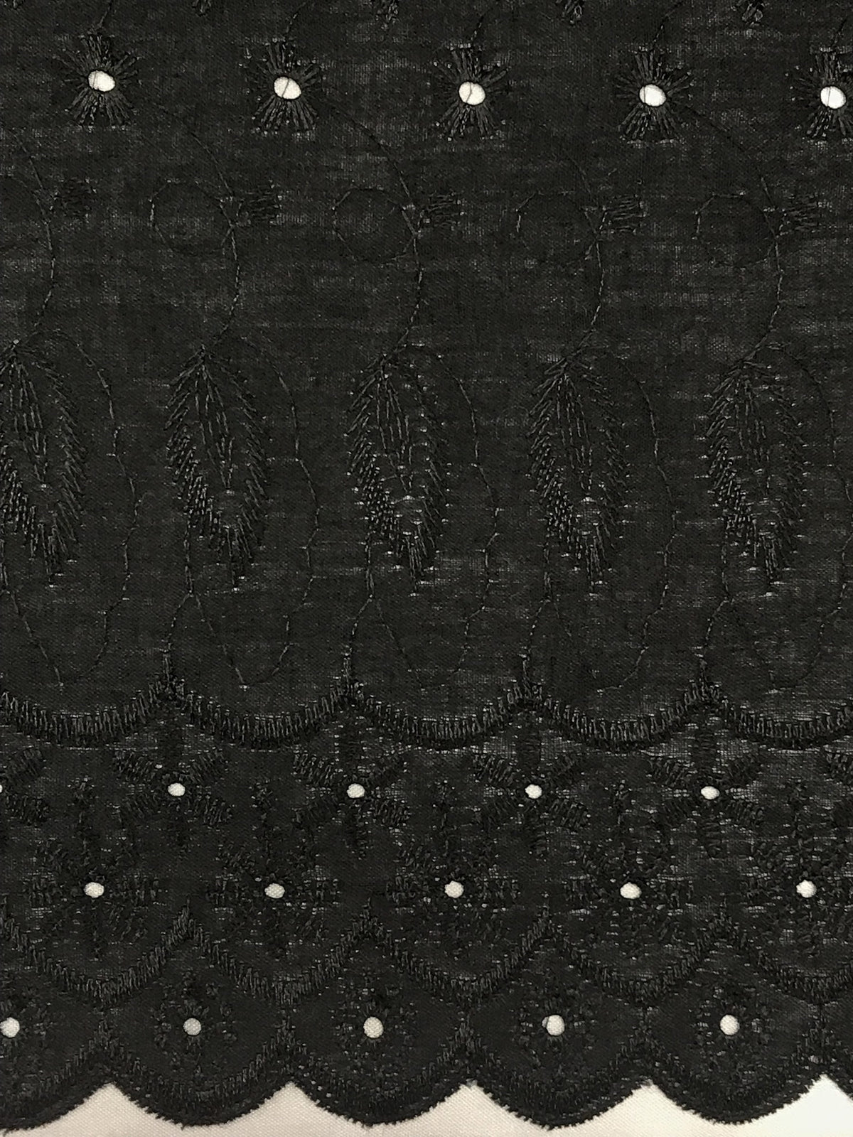Black Medium Eyelet 80% Polyester 20% Cotton Fabric - Black, Solid, 41"-42" Width