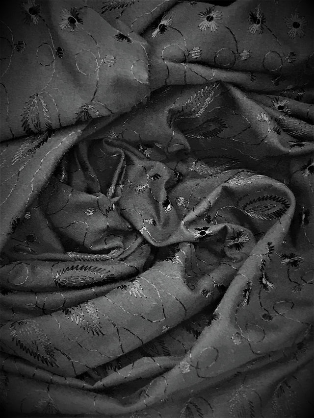 Black Medium Eyelet 80% Polyester 20% Cotton Fabric - Black, Solid, 41"-42" Width
