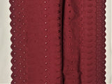 Burgundy Medium Eyelet Polyester Cotton Fabric - Burgundy, Small Eyelets, 41"- 42" Width