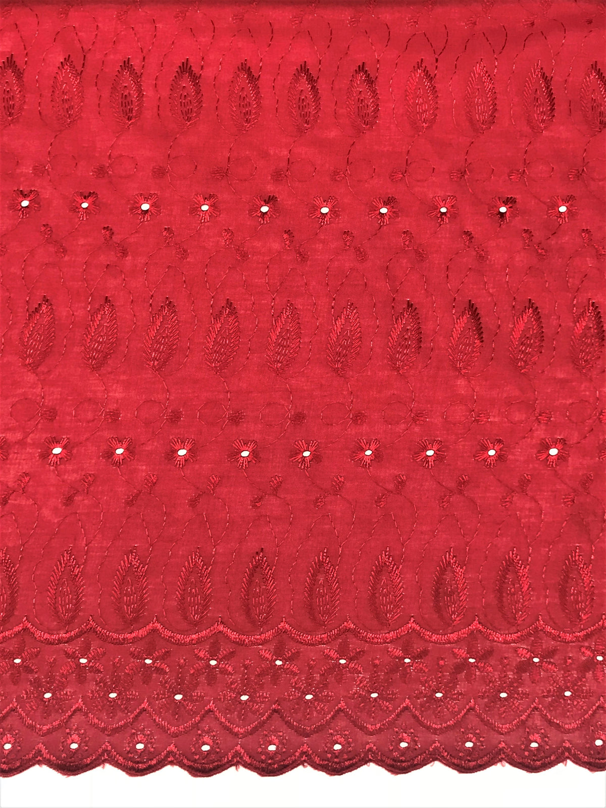 Cherry Medium Eyelet Polyester Cotton Fabric - Cherry, Solid, 41"-42" Width