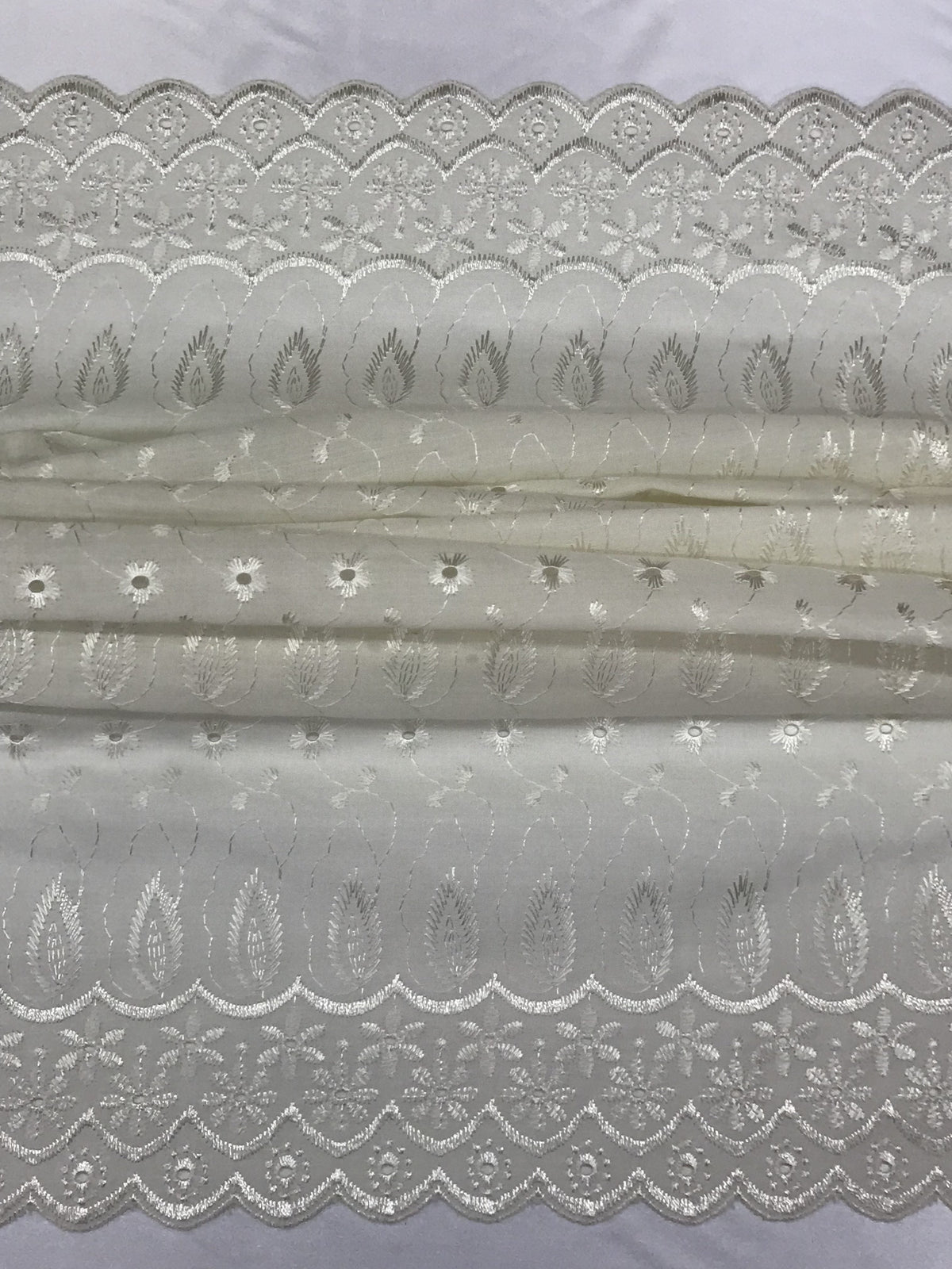 Ivory Medium Eyelet 80% Polyester 20% Cotton Fabric - Ivory, Medium Eyelet, 41"-42" Width
