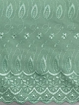 Mint Green Medium Eyelet Polyester Cotton Fabric - Solid Mint Green, Double Side Border, 41"-42" Width