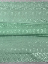 Mint Green Medium Eyelet Polyester Cotton Fabric - Solid Mint Green, Double Side Border, 41"-42" Width