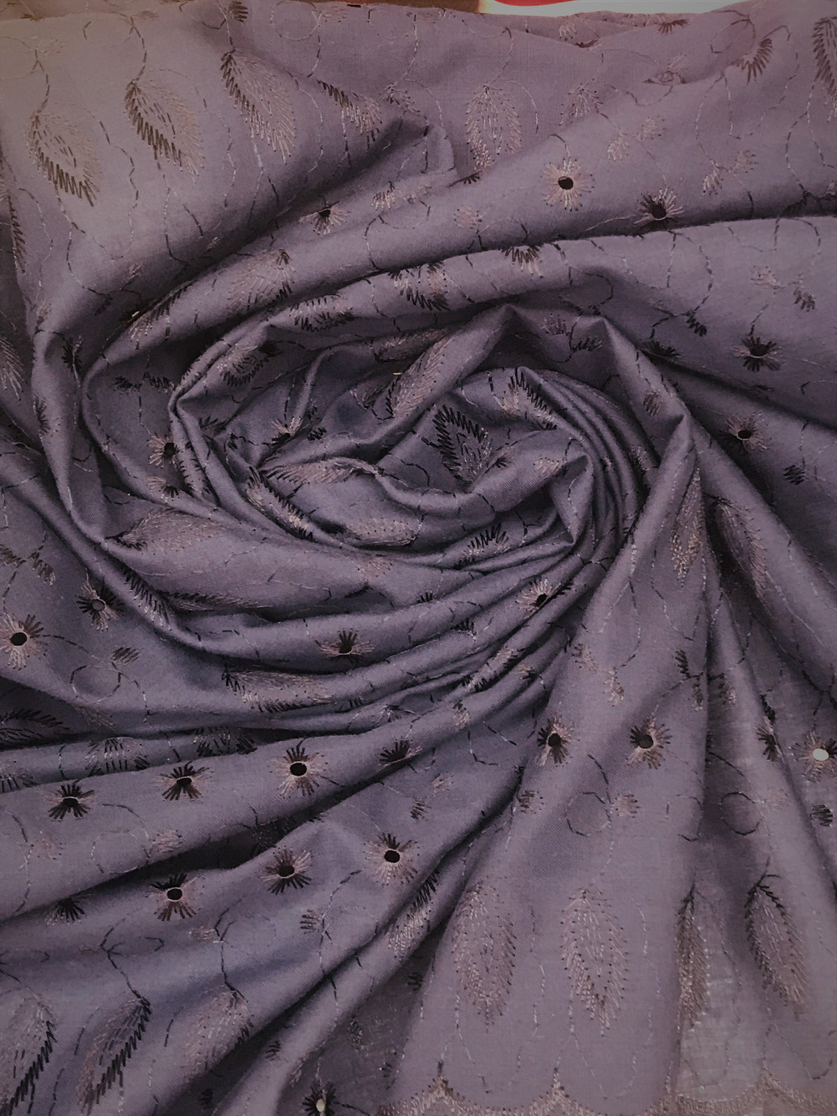 Navy Medium Eyelet 80% Polyester 20% Cotton Fabric - Navy, Small Eyelets, 41"-42" Width