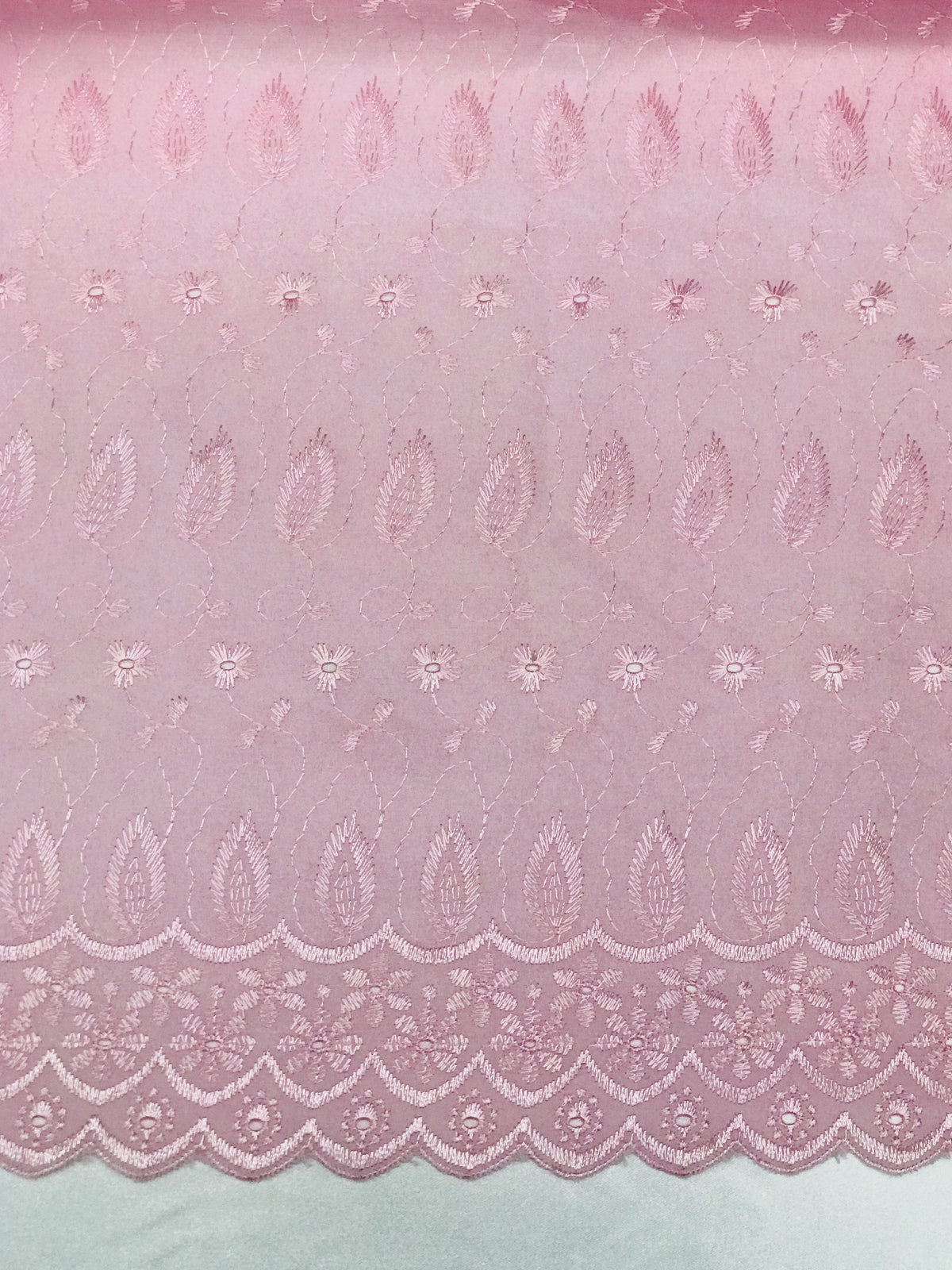 Pink Medium Eyelet Polyester Cotton Fabric - Pink, Small Eyelets, 41"-42" Width