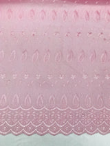Pink Medium Eyelet Polyester Cotton Fabric - Pink, Small Eyelets, 41"-42" Width