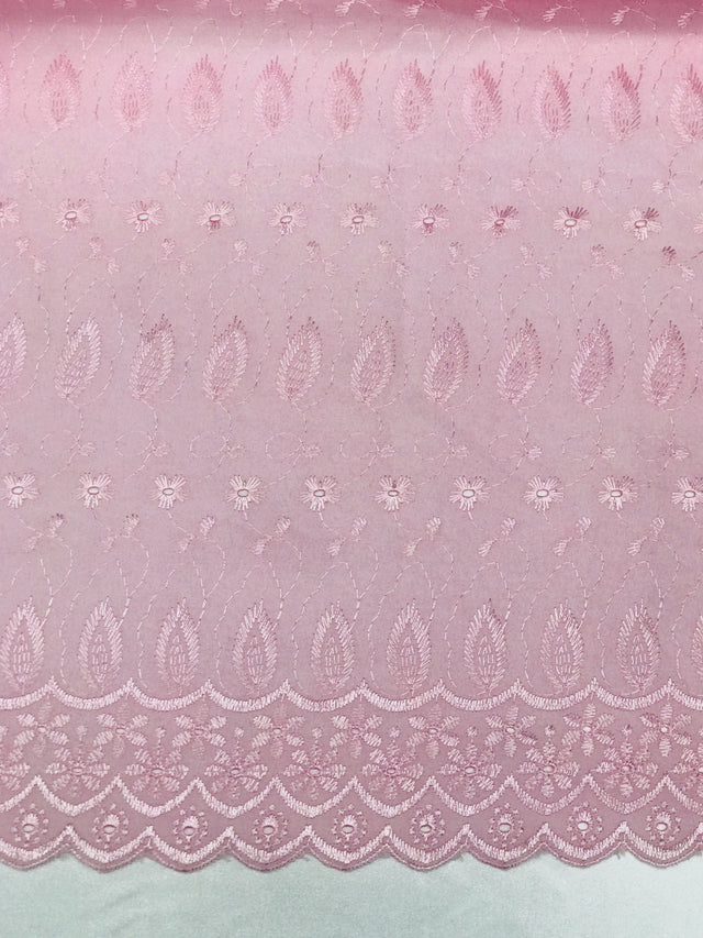 Pink Medium Eyelet Polyester Cotton Fabric - Pink, Small Eyelets, 41"-42" Width