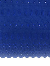 Royal Medium Eyelet Polyester Cotton Fabric - Royal Blue, Small Eyelets, 41"-42" Width