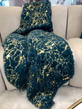 Metallic Golden Shimmery Faux Fur Blanket Luxurious Soft Throw & Quilt with Crystal Velvet Backing
