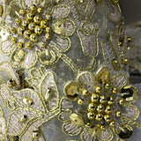 1 Yard Handmade Beaded & Corded Lace Trimming Embroidered on Polyester Organza 2 Inch Width
