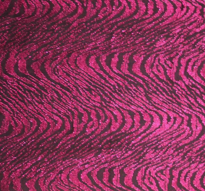 Metallic Jacquard Swing Knit Fabric - Black/Fuschia Metallic Jacquard, 58/60" Width