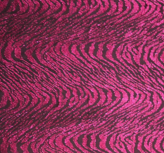 Metallic Jacquard Swing Knit Fabric - Black/Fuschia Metallic Jacquard, 58/60" Width