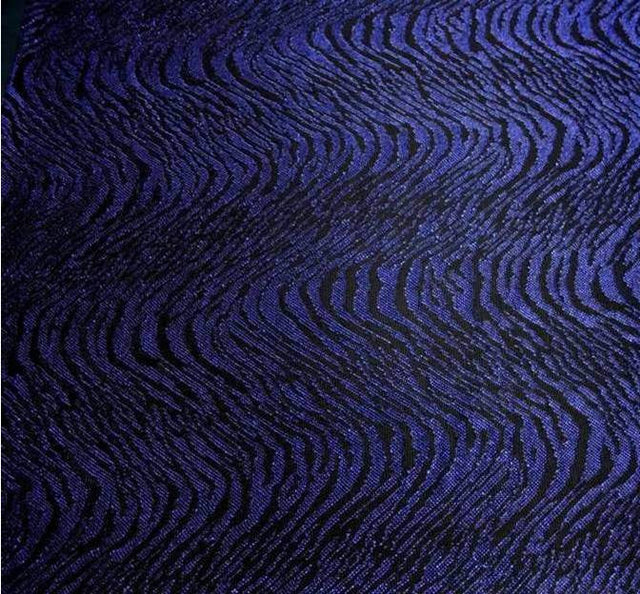 Metallic Jacquard Swing Knit Polyester Nylon Fabric - Black/Royal Metallic Jacquard, 58/60" Width