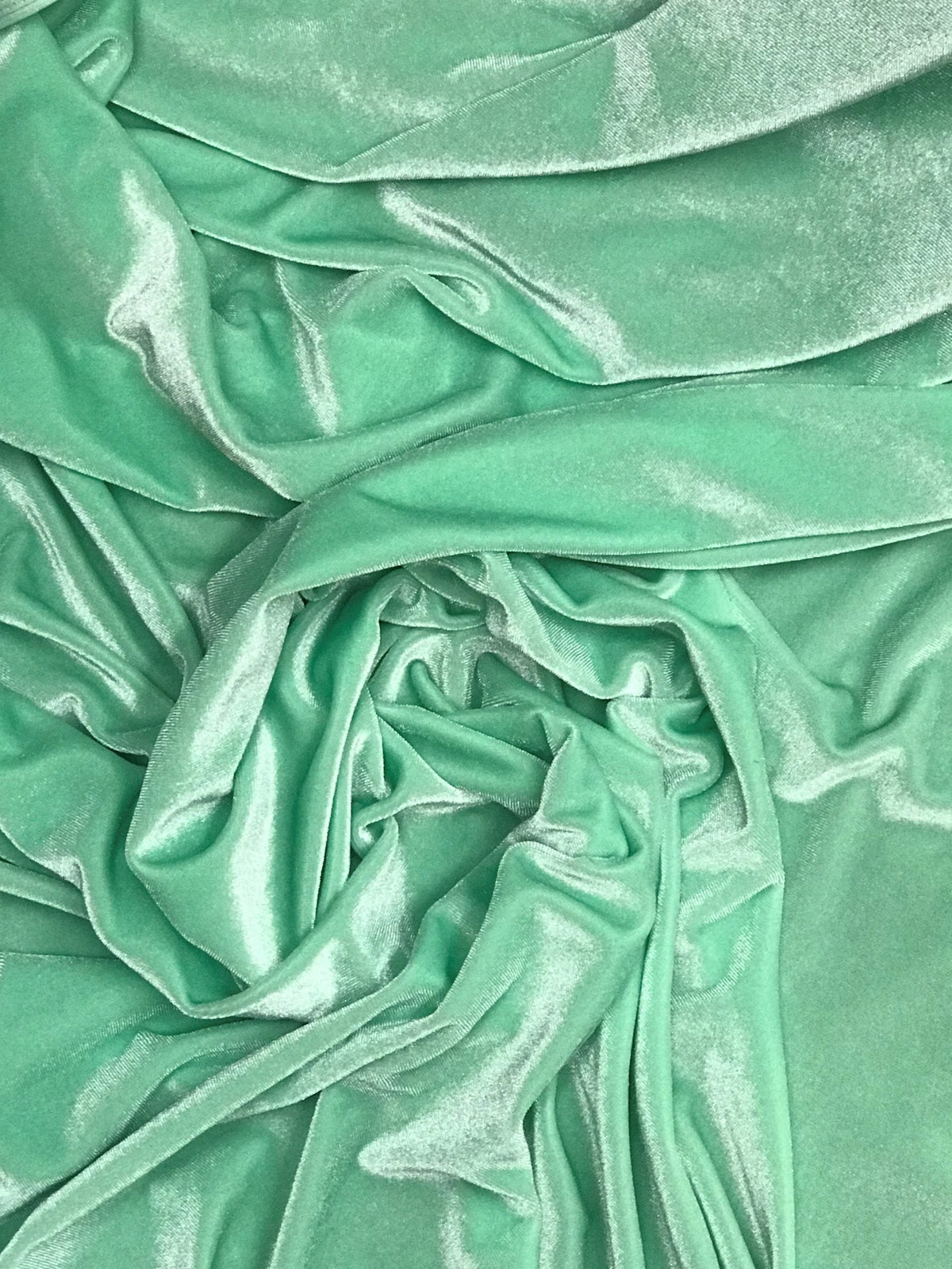 Mint Green Stretch Velvet Fabric - Mint Green, Velvet, 58"-60" Width (1 Yard)