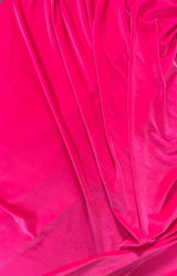 Neon Pink Stretch Velvet Fabric - Neon Pink, 58"-60" Width