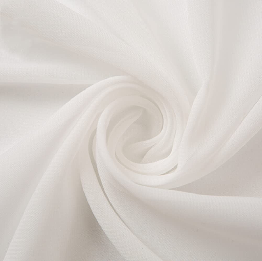 Off White Solid Chiffon Fabric 1 Yard Rustic Sheer Decorative Bridal Wedding Backdrop Home Décor