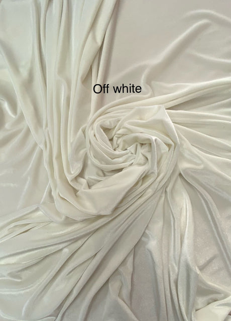 Off White Stretch Velvet Fabric - Off White, 58"-60" Width