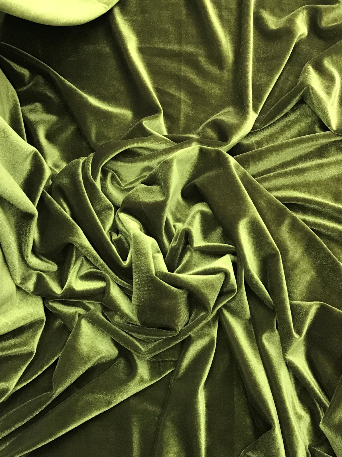 Olive Stretch Velvet Fabric - Olive, 58"-60" Width (1 Yard)