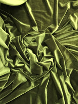 Olive Stretch Velvet Fabric - Olive, 58"-60" Width (1 Yard)