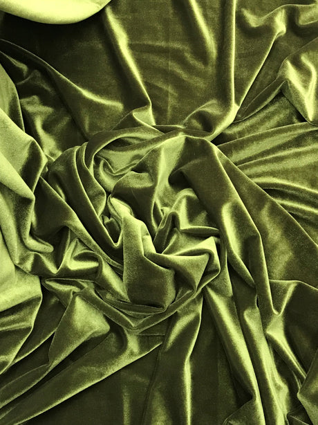 Olive Stretch Velvet Fabric - Olive, 58"-60" Width (1 Yard)