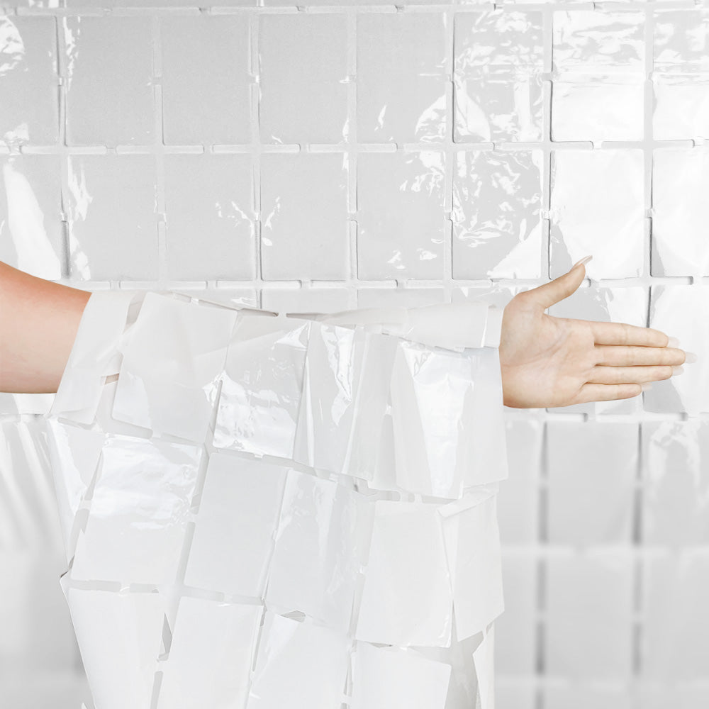LA Balloons, Foil Curtain, White Decor, Party Backdrop, Event Decor, Photo Booth, Room Divider, Trade Show, Foil Squares, Curtain, 4th july/ gradution (laballoons)