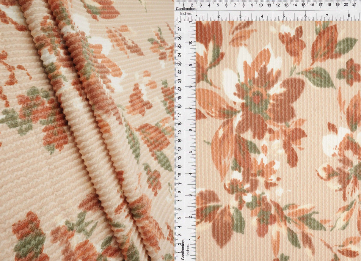 1 Yard Cozy Floral Double Knit Fabric Polyester Rayon Spandex Blend 56/57 Inch Medium Weight Stretch