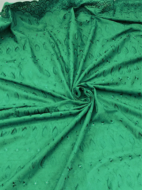 Forest Green Medium Eyelet Polyester Cotton Fabric - Forest Green, Solid, 41"- 42" Width