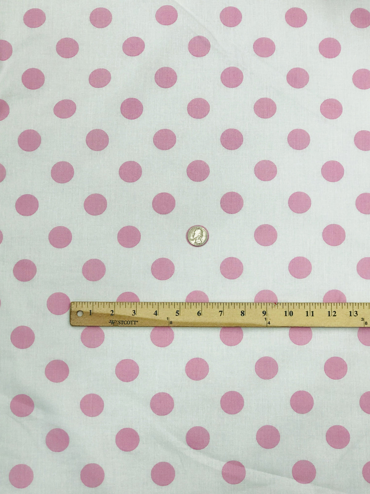 Pink Dots White Poly Cotton Fabric - White With Pink Dots, 59/60" Width (1 Yard)