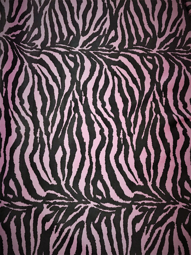 Pink/Black Zebra Poly Cotton Fabric - Pink/Black Zebra Print, 59/60" Wide (1 Yard)