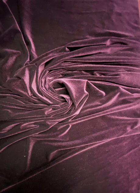 Plum Stretch Velvet Fabric - Plum, 58"-60" Width (1 Yard)