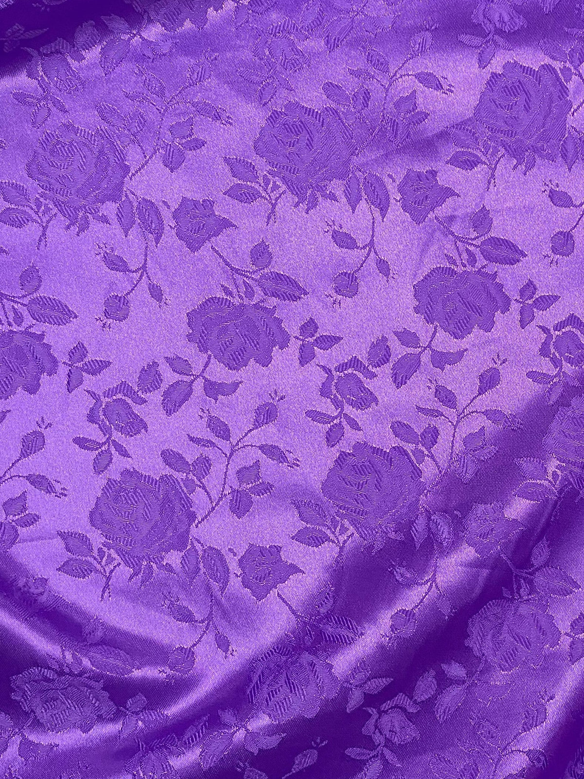 Purple Jacquard Satin Polyester Fabric - Purple Jacquard, Reversible, 58"-60" Width