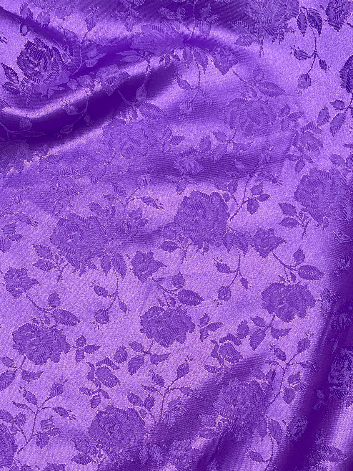 Purple Jacquard Satin Polyester Fabric - Purple Jacquard, Reversible, 58"-60" Width