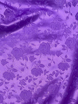 Purple Jacquard Satin Polyester Fabric - Purple Jacquard, Reversible, 58"-60" Width