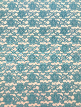 Aqua Rachelle Lace Polyester Fabric - Sheer Floral Lace, Aqua, 58/60" Wide (1 Yard)