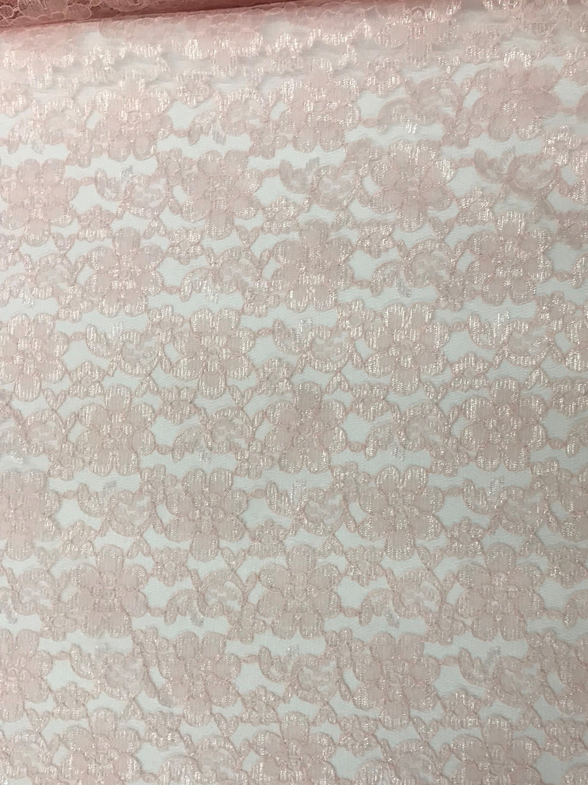 Blush Rachelle Lace Polyester Fabric - Sheer Floral Lace, Blush, 58/60" Wide