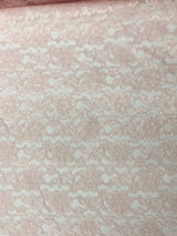 Blush Rachelle Lace Polyester Fabric - Sheer Floral Lace, Blush, 58/60" Wide