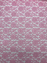 Candy Pink Rachelle Lace Polyester Fabric - Sheer Floral Lace, Candy Pink, 58/60" Wide (1 Yard)